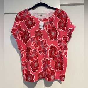 LOFT floral print short sleeve sweater NWT